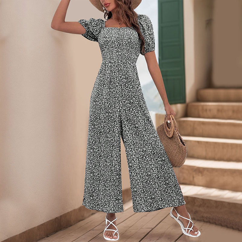 Damen-Oversize-Jumpsuit mit Puffärmeln und Gummizug in der Taille, Größe