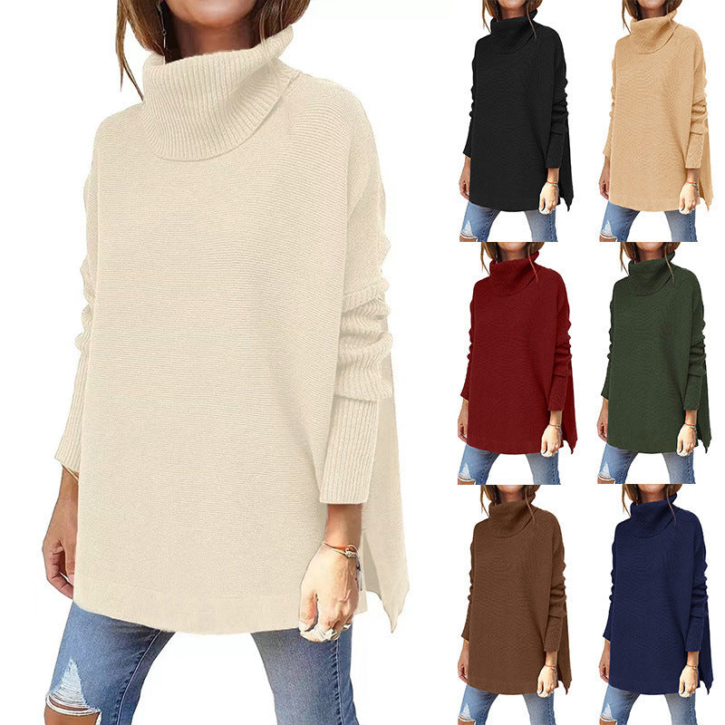 Women's oversized roll-neck sweater with a textured knit pattern and relaxed fit, size [size]