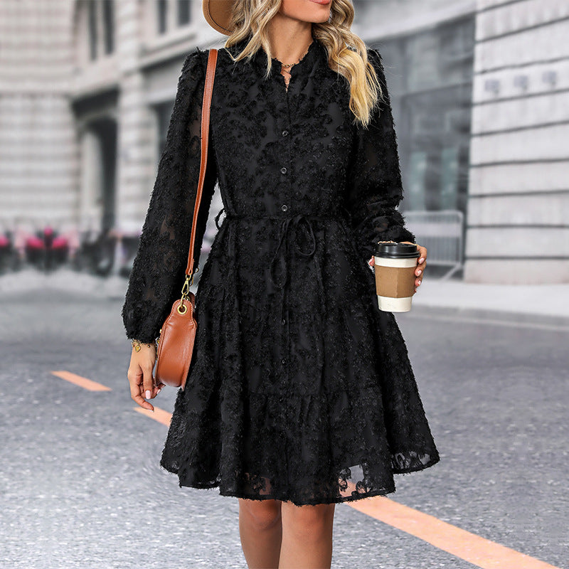 Women's blouse dress with high neckline and playful design, size Valenzora
