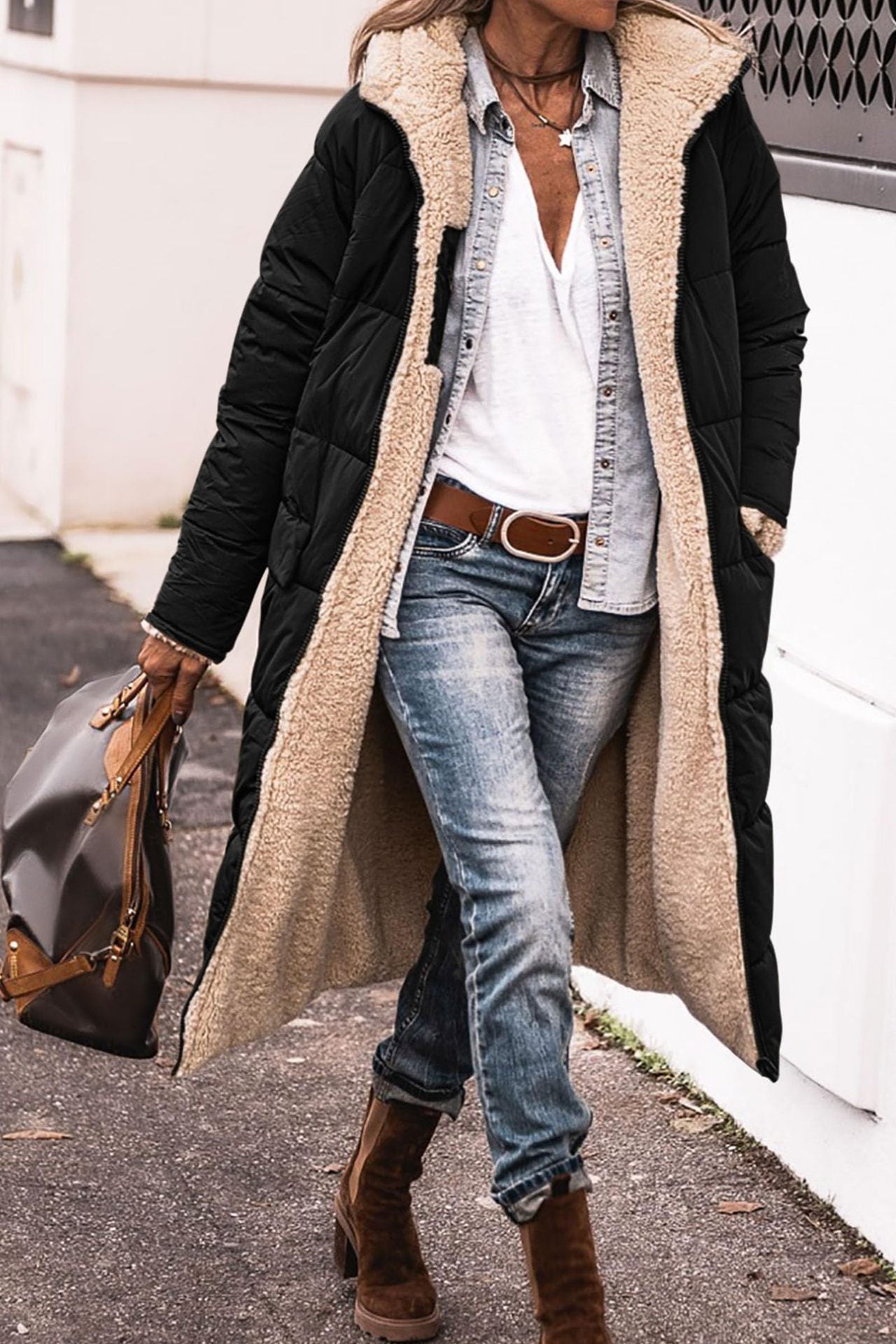 Valenzora | Reversible long puffer jacket