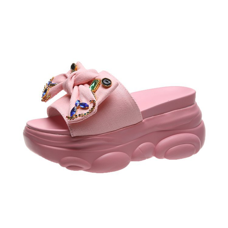 Damen-Plateau-Mules mit Zierschleife und Strass-Design, Größe Valenzora