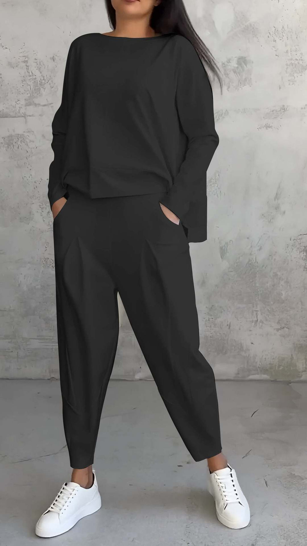 Valenzora | Irregular Harem Pants Long Sleeve Set