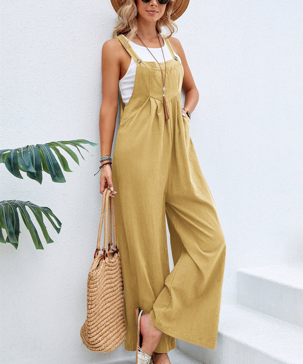 Valenzora | Solid Color Women's Casual Overalls Long Pants