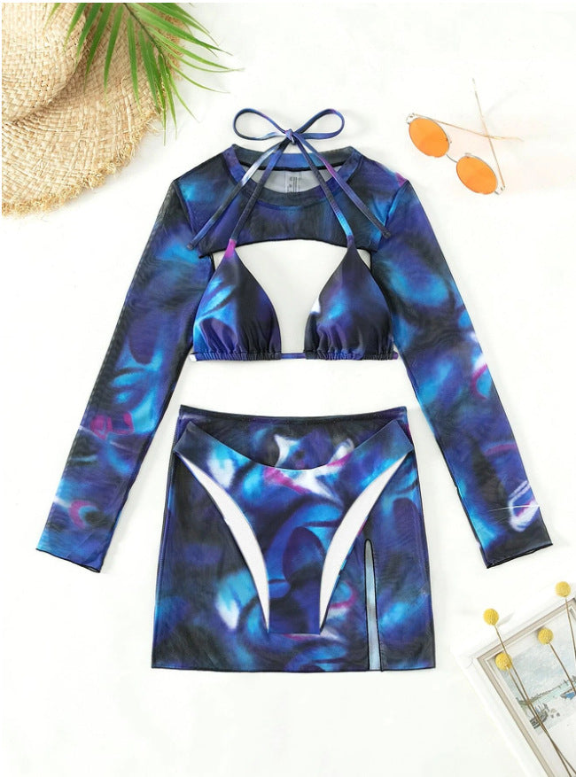 Sportliches Bikini-Set für Damen mit langen Ärmeln und modischem Schnitt, Größe S