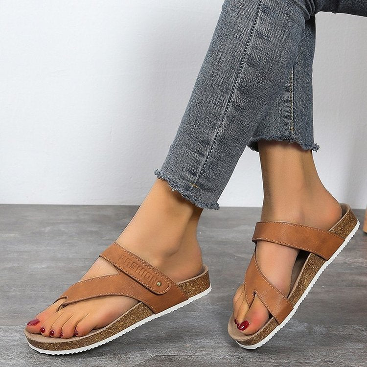 Damen-Flip-Flops mit bequemem Fußbett und modernem Korkdesign, Größe