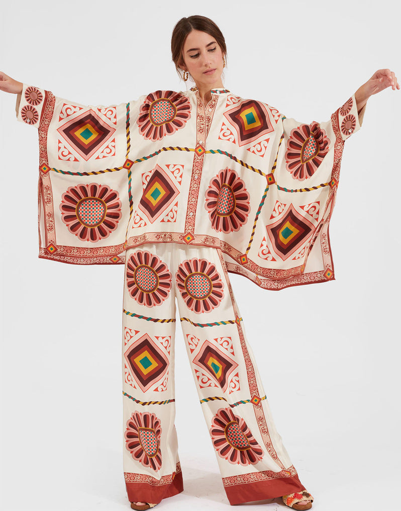 Valenzora | Stand-up collar top and trouser set