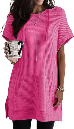 Women's casual hoodie dress with practical kangaroo pocket and relaxed fit, size S