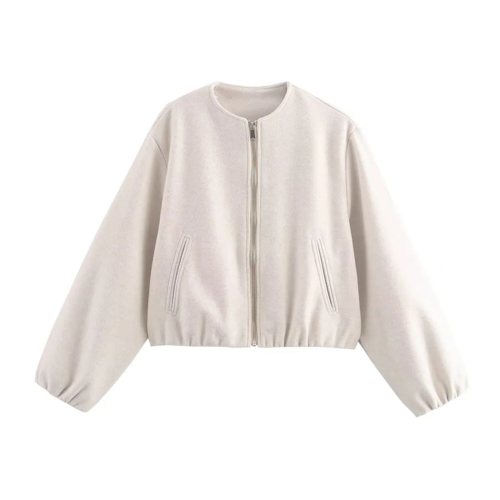 Women's loose-fitting blouson jacket made of soft material, size
