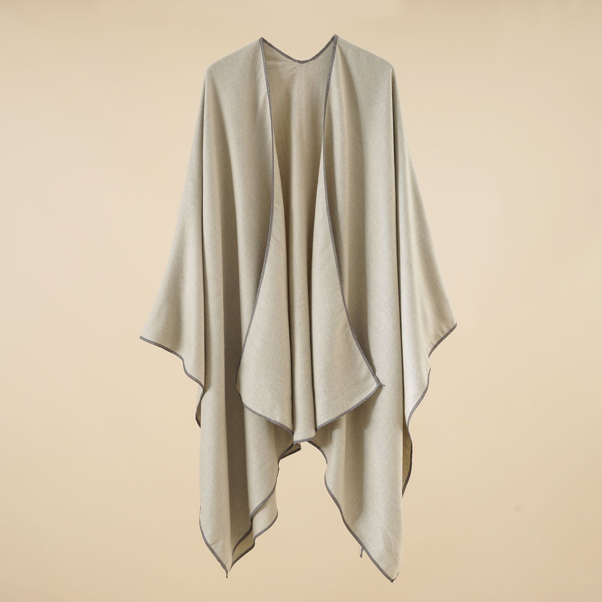 Women's Elegant Wrap Poncho in Soft Wool Blend, Size