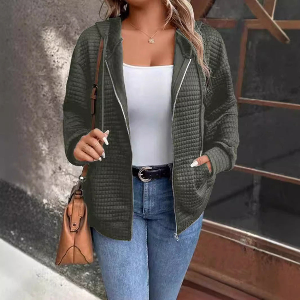 Damen-Kapuzenjacke aus strukturiertem Material, Größe
