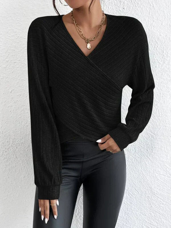 Valenzora | V-Ausschnitt Wickelpullover für mühelosen Stil für Frauen