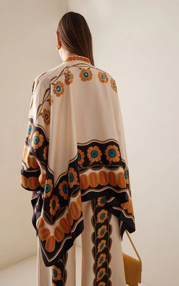 Valenzora | Stand-up collar top and trouser set