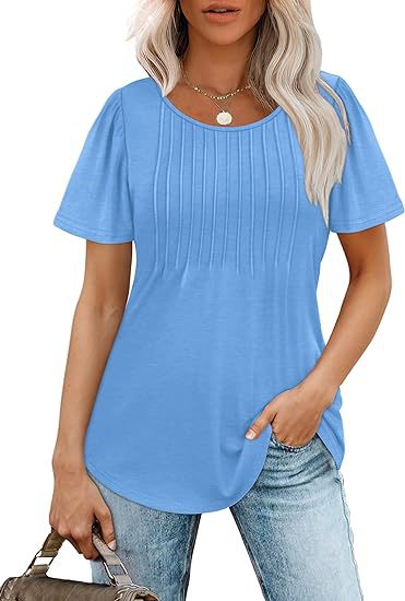 Damen-Sommer-T-Shirt mit Falten-Design, Größe