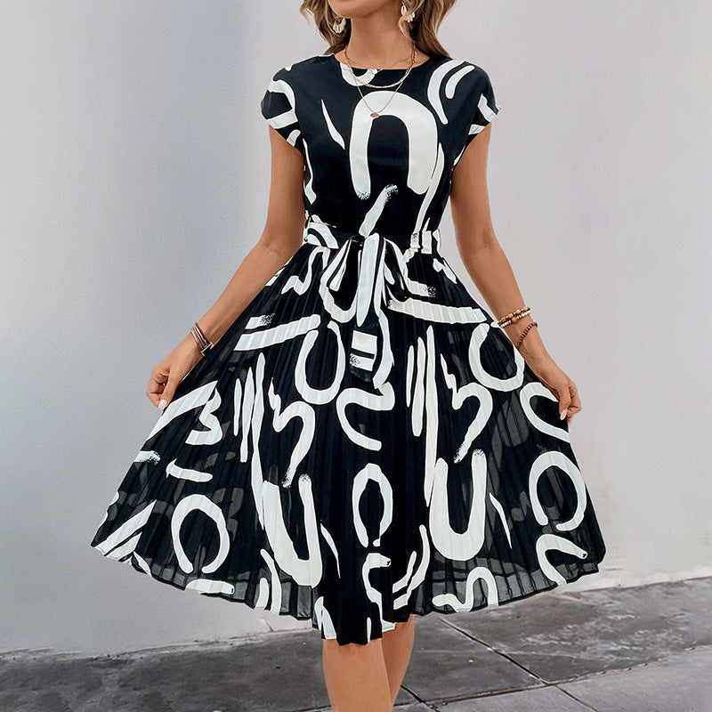 Damen Midi-Kleid mit asymmetrischem Schnitt und modischem Bindegürtel, Gr.