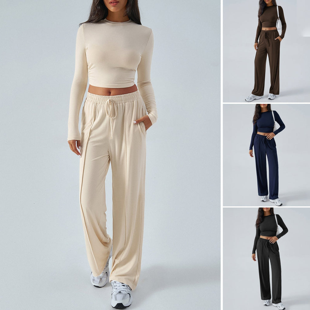 Women's casual two-piece set with a loose-fitting top and elasticated trousers, size