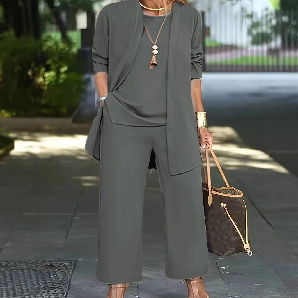 Valenzora | Dreiteiliges Set mit Langarm-Cardigan und Weste