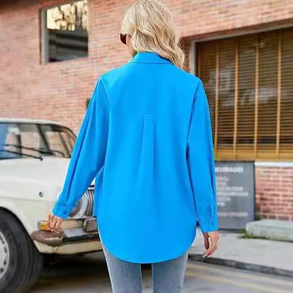 Damen Hemdbluse mit lockerem Schnitt, langen Ärmeln und modernen Details, Größe S