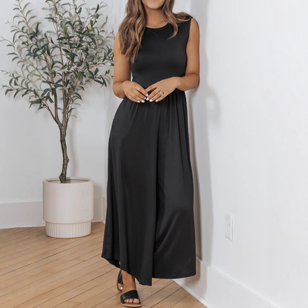 Valenzora | Ärmelloser Jumpsuit mit weitem Bein