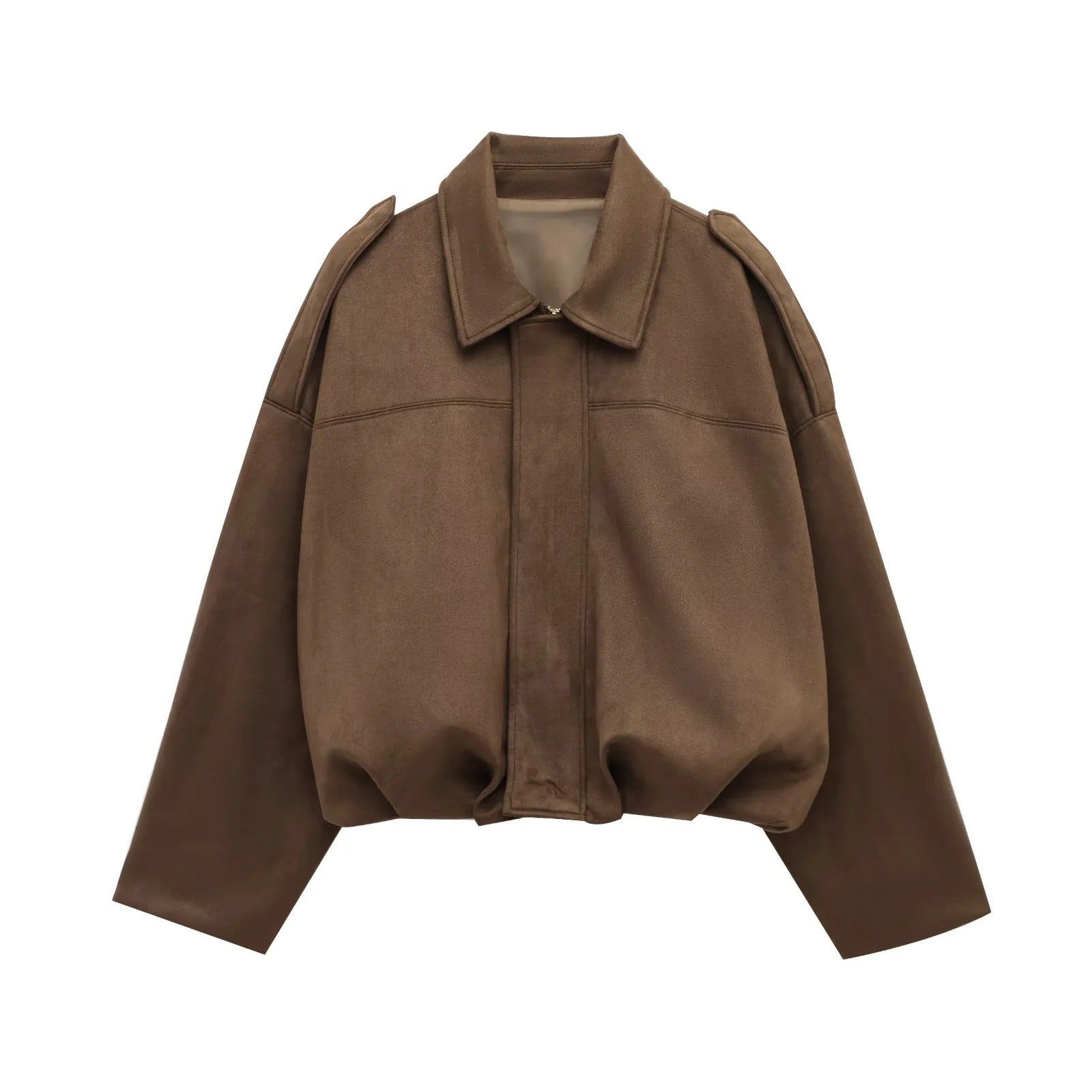 Women's casual bomber jacket with three-dimensional effect and high collar, size S
