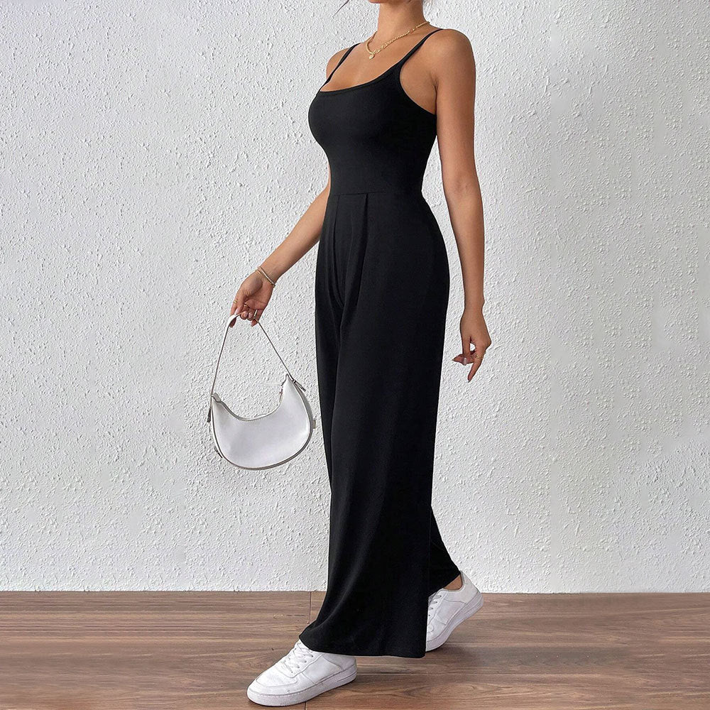 Damen-Freizeit-Jumpsuit mit schmalen Spaghettiträgern und fließendem Schnitt, Größe S