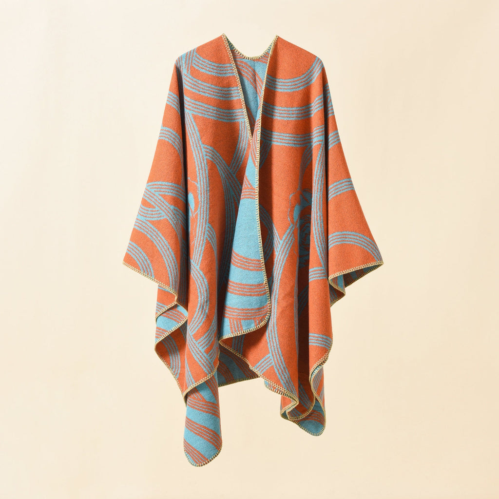Damen-Poncho „Artful Wrap“ mit elegantem Blumendesign Valenzora