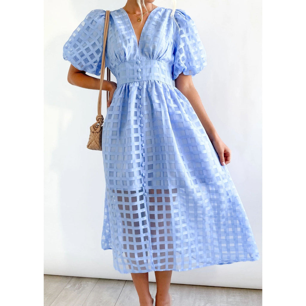 Valenzora | Midi dress with puff sleeves