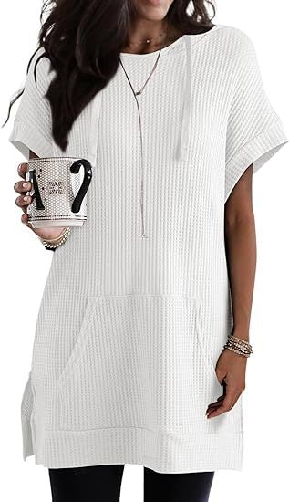 Women's casual hoodie dress with practical kangaroo pocket and relaxed fit, size S