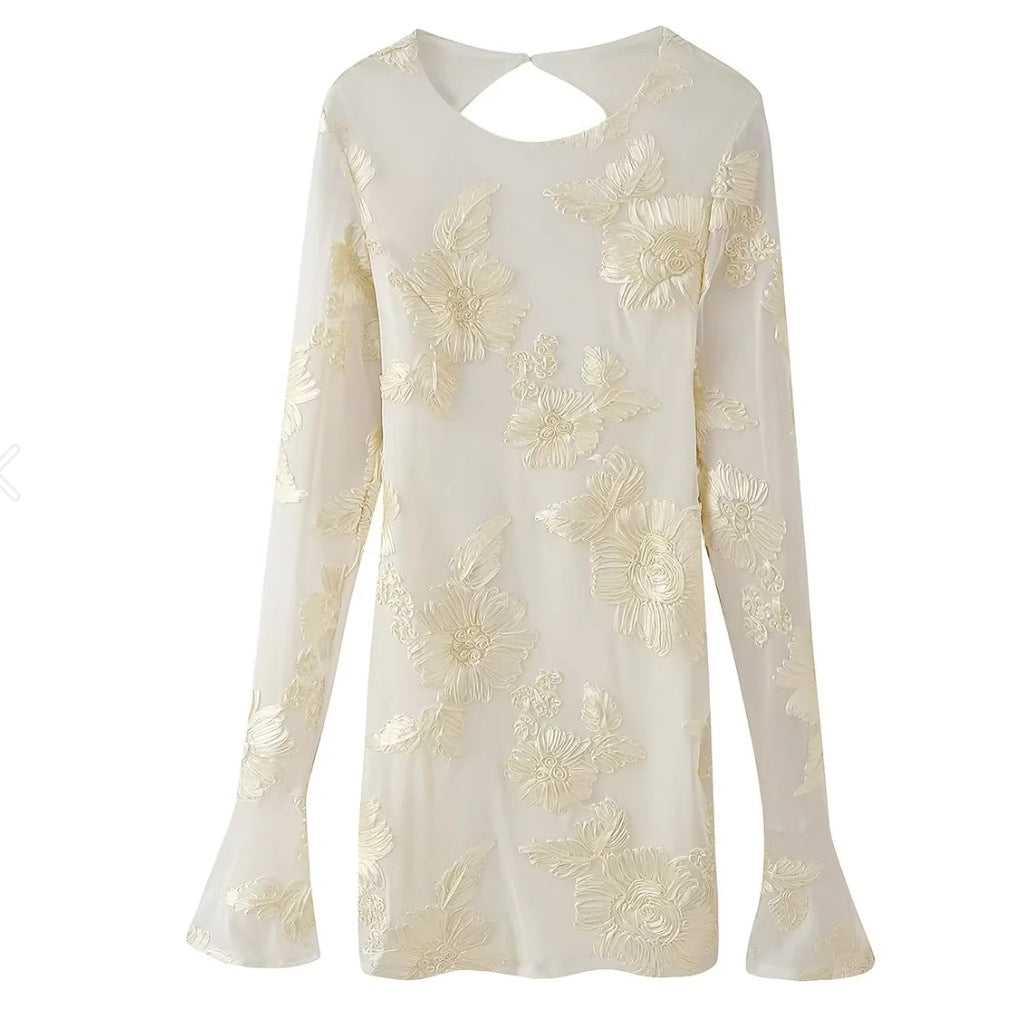 Elegantes Damen-Chiffon-Top mit Blumenmuster und langen Ärmeln, Größe