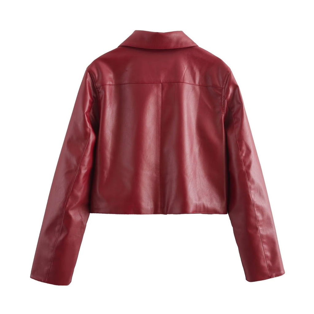 Valenzora | Solid color leather jacket