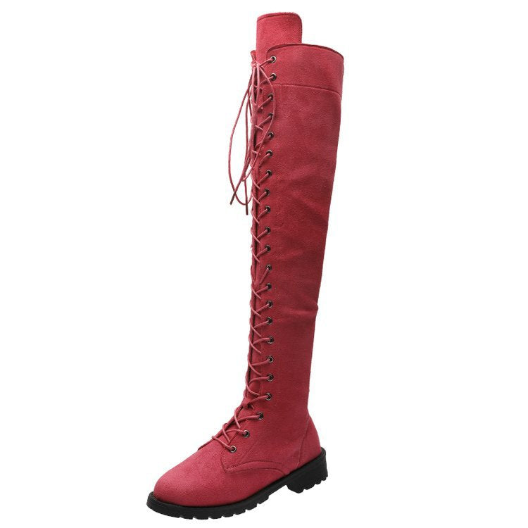 Overknee-Stiefel für Damen mit edler Schnürung und robuster Sohle, Größe Valenzora