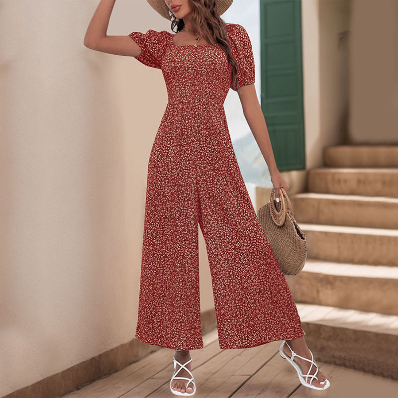 Damen-Oversize-Jumpsuit mit Puffärmeln und Gummizug in der Taille, Größe