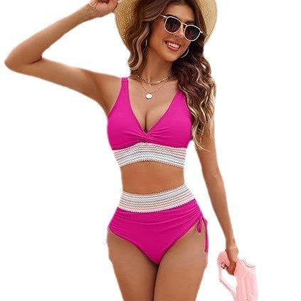 Damen-Bikini-Set mit modischem Wickel-Oberteil und High-Waist-Hose, Größe [size]