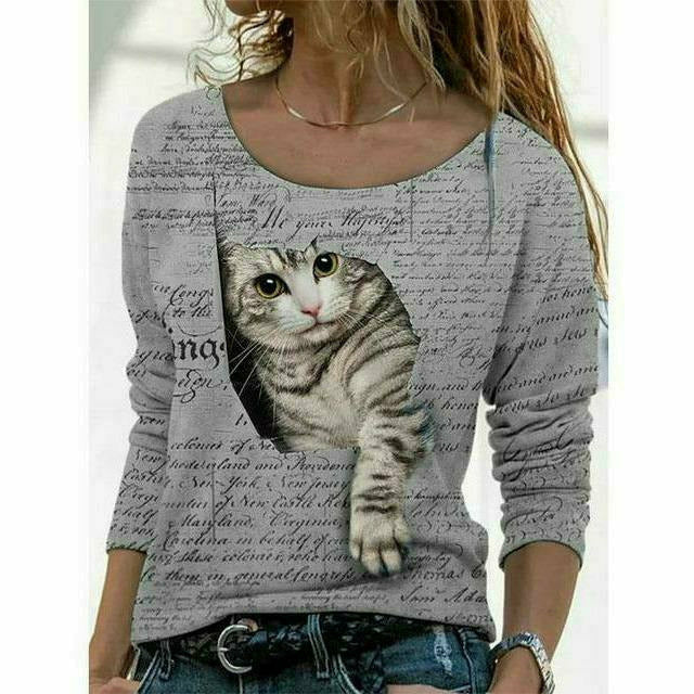 Valenzora | Modernes T-Shirt mit Katzenprint