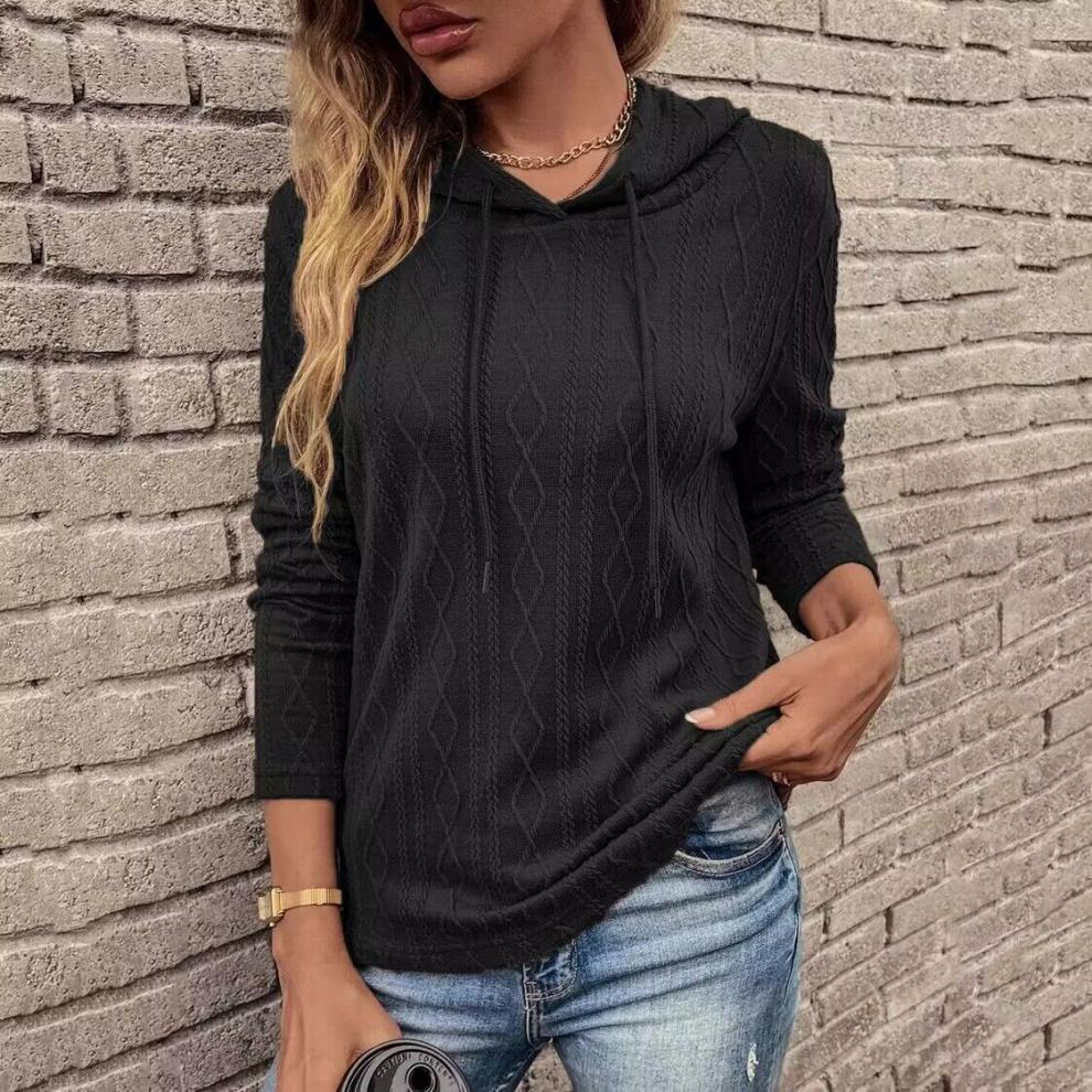 Valenzora Lace-up long-sleeved jacquard hoodie