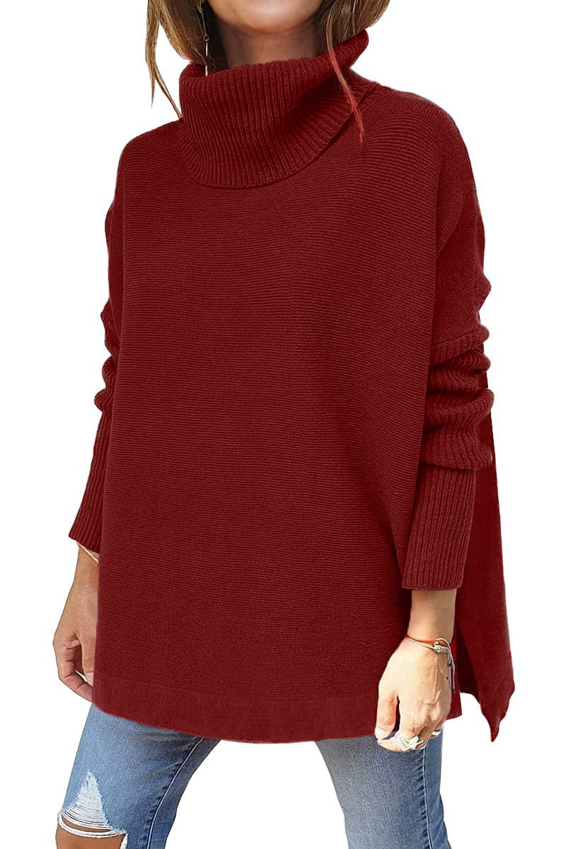 Damen-Oversize-Rollkragenpullover mit Strukturstrickmuster, Größe