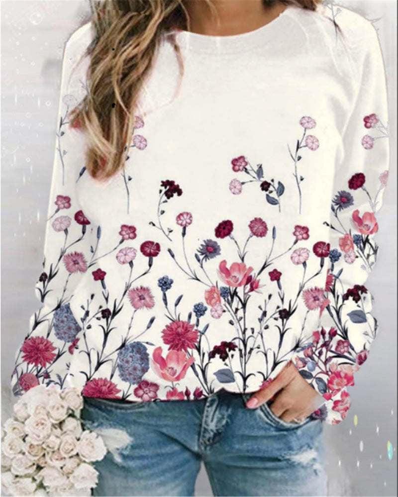 Valenzora | Patterned Print Crew Neck Sweatshirt