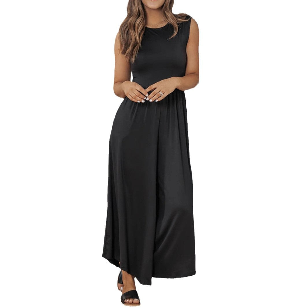 Valenzora | Sleeveless wide-leg long pantsuit