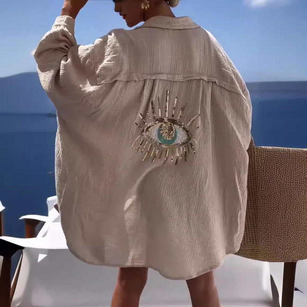 Valenzora | Notched lapel cotton-linen shirt for spring/summer