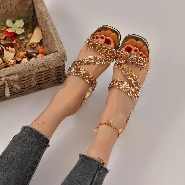 Valenzora | Sandalen mit Absätzen und Pailletten