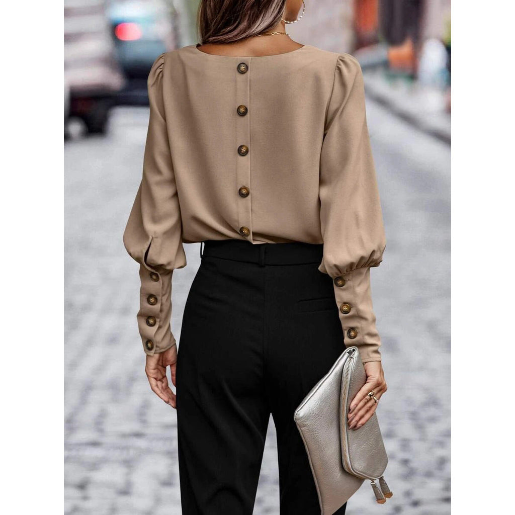 Valenzora | Langärmliges Button-down-Shirt Schlichter Freizeit-Tee