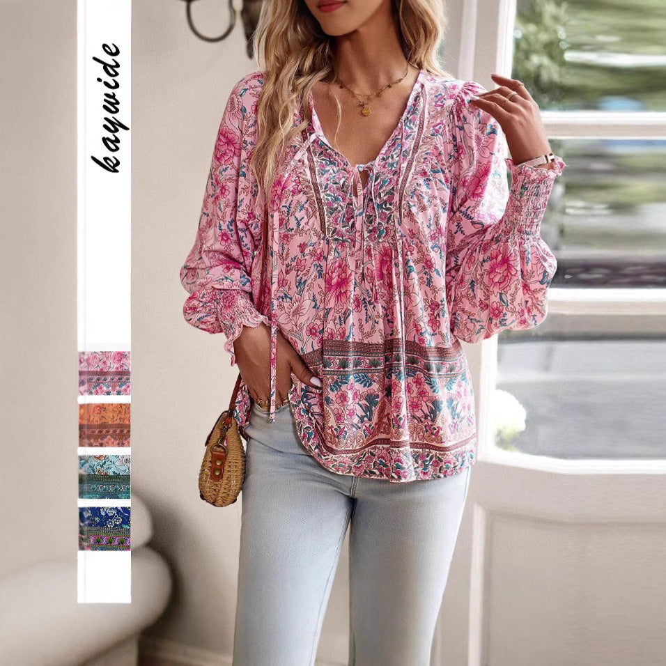 Damen Blusenshirt mit Blumenmuster und legerem Schnitt, Größe S