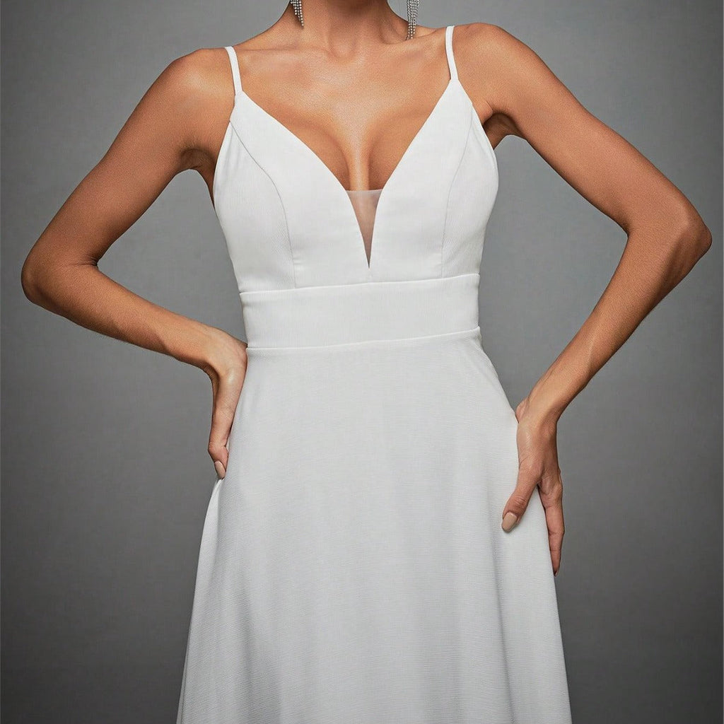 Valenzora | V-Ausschnitt trägerloses Abendkleid Spitze rückenfrei großes Schwing-Tanzkleid Partykleid Brautjungfernkleid