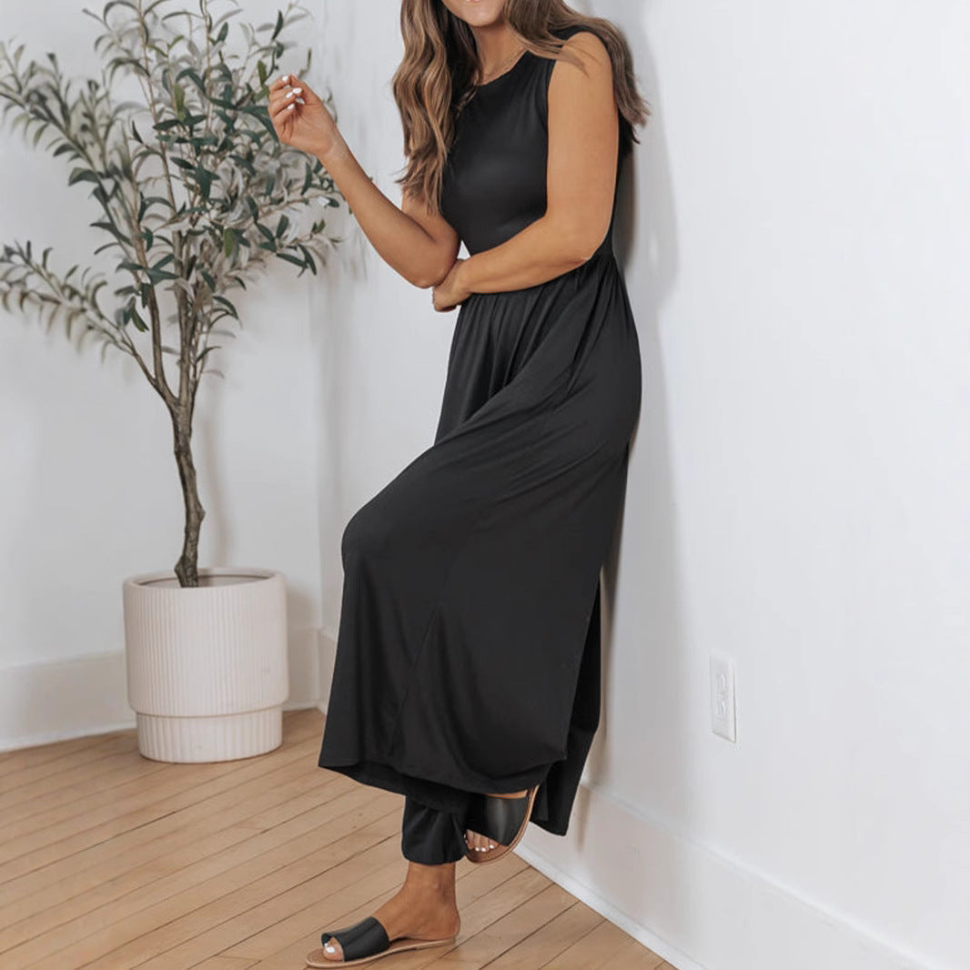 Valenzora | Ärmelloser Jumpsuit mit weitem Bein
