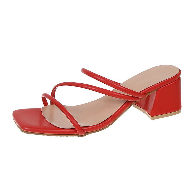 Women's lounge sandals with elegant block heel, size S