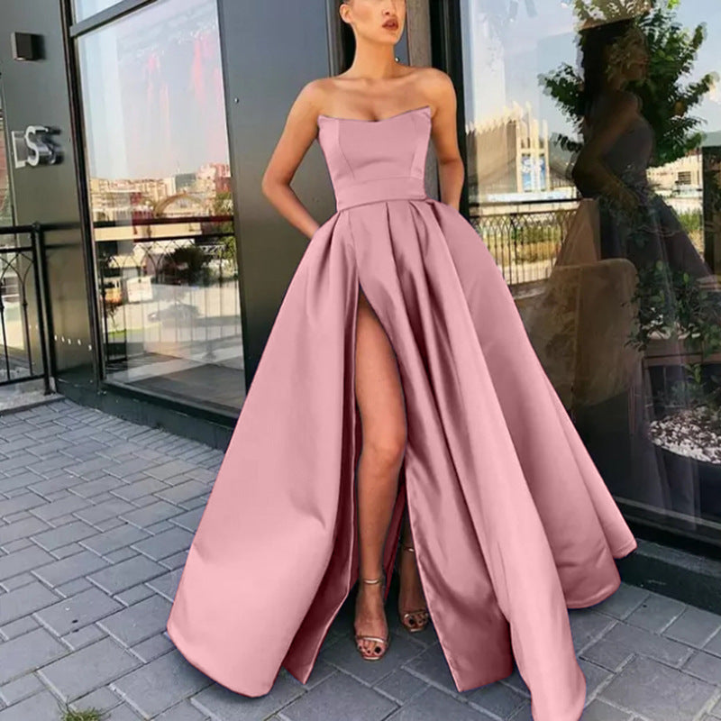 Elegantes Abendkleid für Damen mit tiefem Schlitz und fließendem Rock, Größe [Größe]