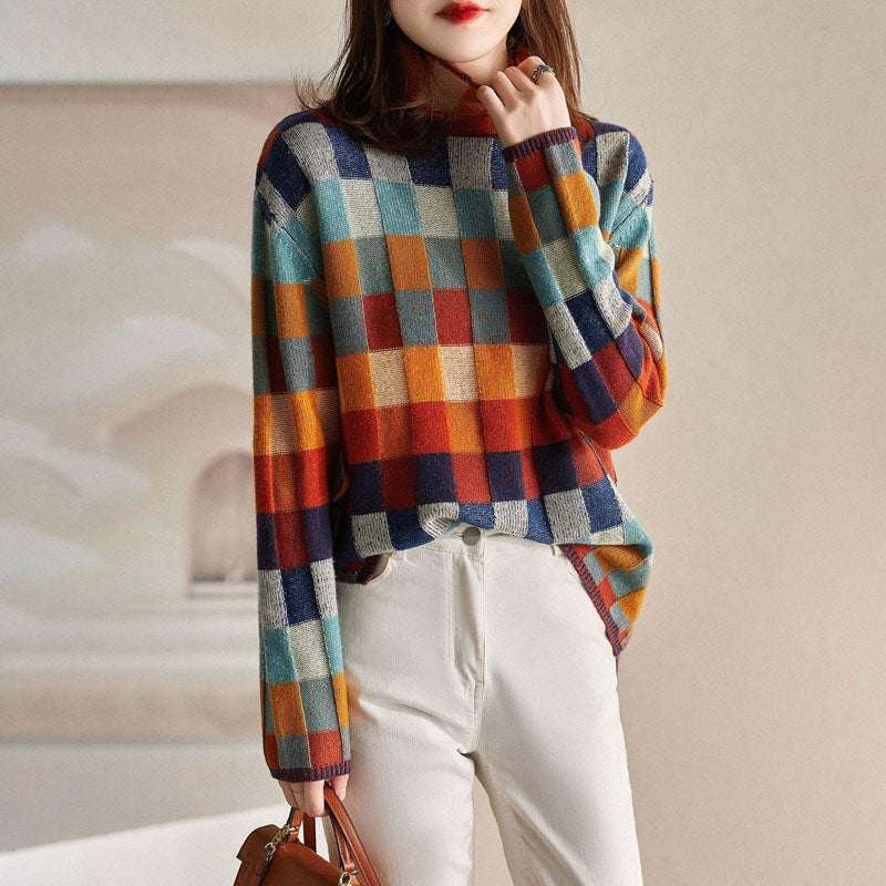 Valenzora | Bunter karierter Strickpullover