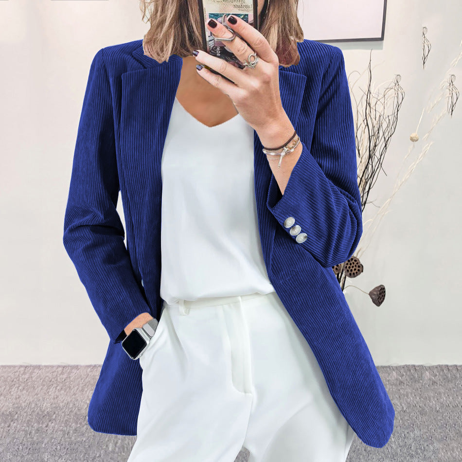 Damen-Kordblazer mit feiner Textur und eleganten Details, Größe S