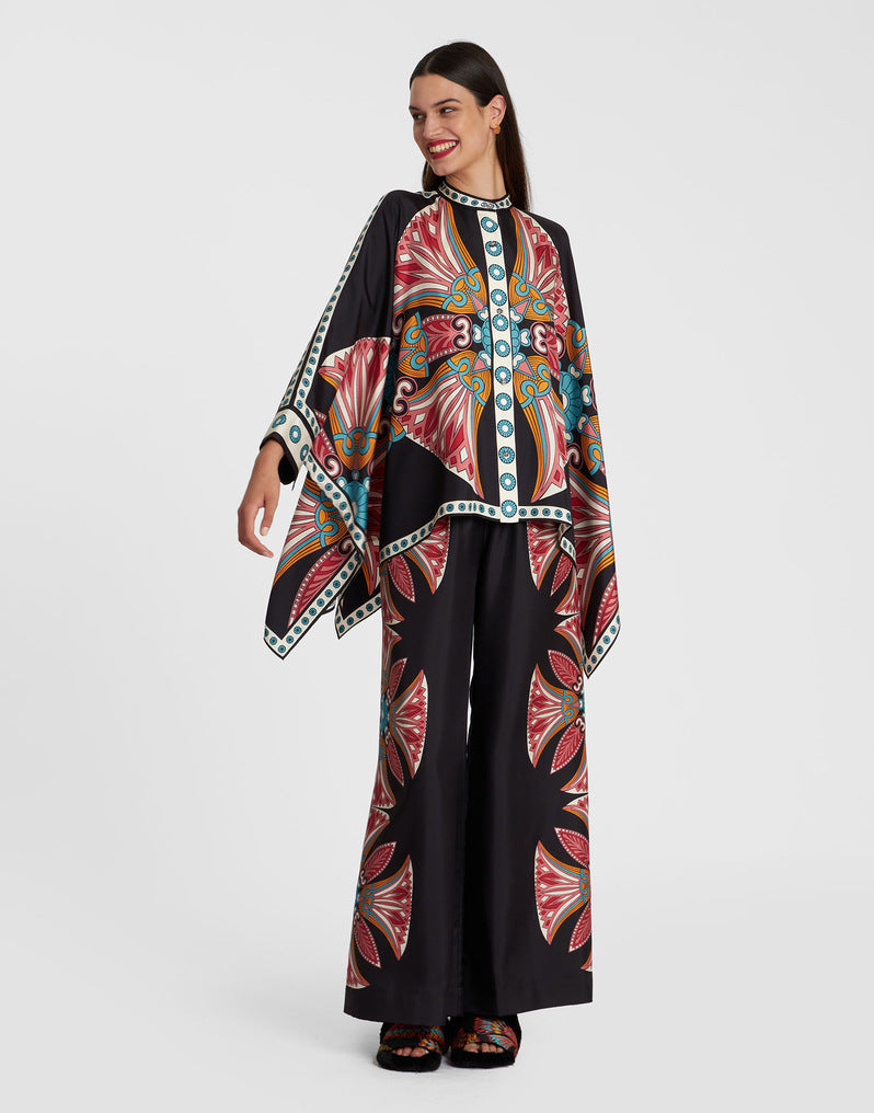 Valenzora | Stand-up collar top and trouser set