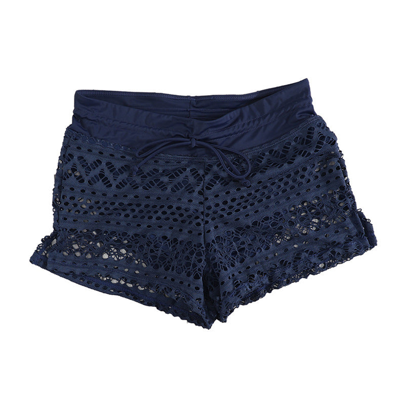Damen Badeshorts mit attraktivem Häkelmuster und verstellbarem Bund, Größe [size]