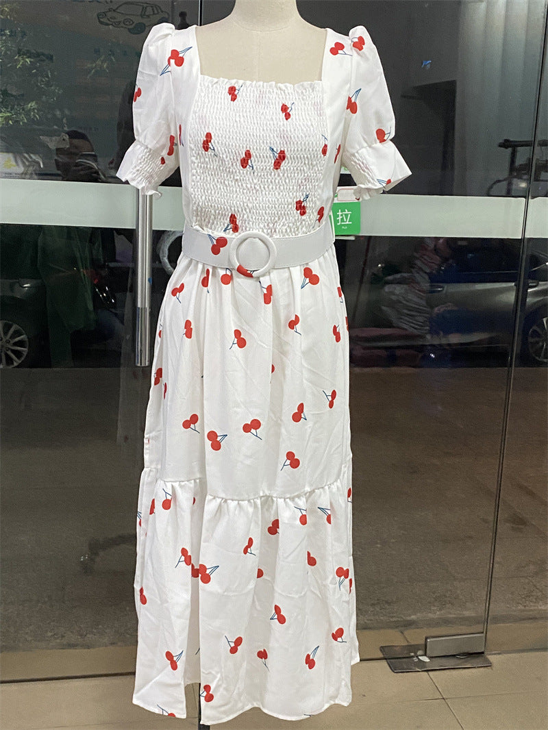 Valenzora | Bedrucktes, tailliertes, elegantes Kleid mit U-Ausschnitt